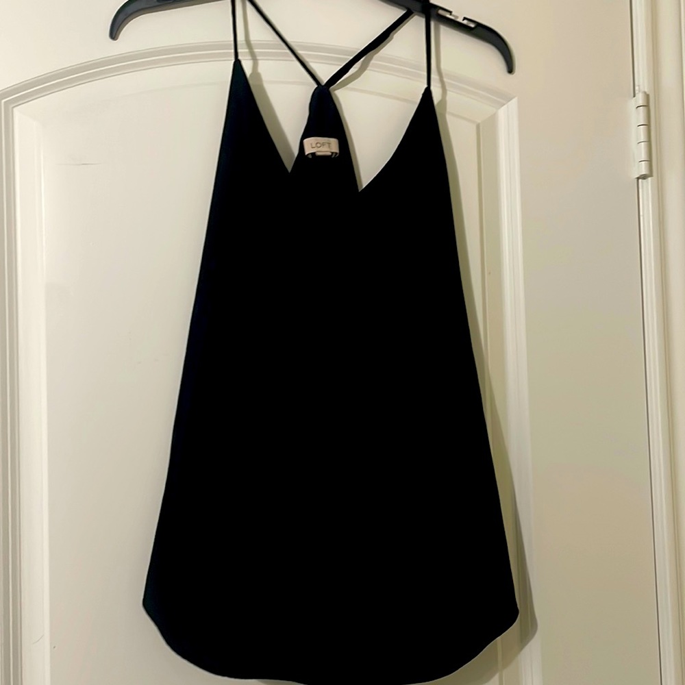 LOFT Black Razorback Velour Top